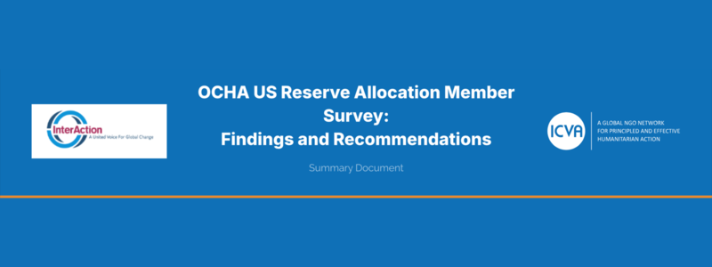 ICVA and InterAction publish "OCHA US Reserve Allocation Member Survey: Findings and Recommendations"